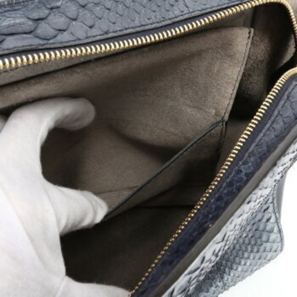 Celine Blue Tote Leather Python Trapeze Shoulder H Navy Handbag Bag - Picture 13 of 14